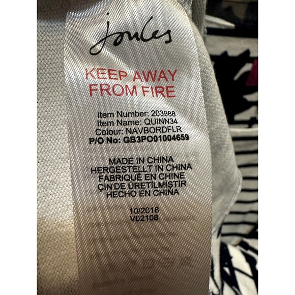 Joules Womans Floral Long Top Size 14 Striped 3/4 Sleeve Old Money Pockets Artsy - Picture 3 of 13